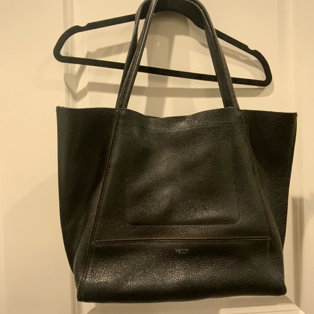 Botiker black leather tote